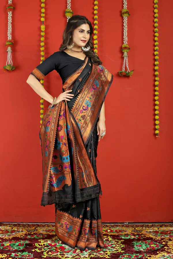 BLACK_PURE_SILK_PATHANI_SAREE